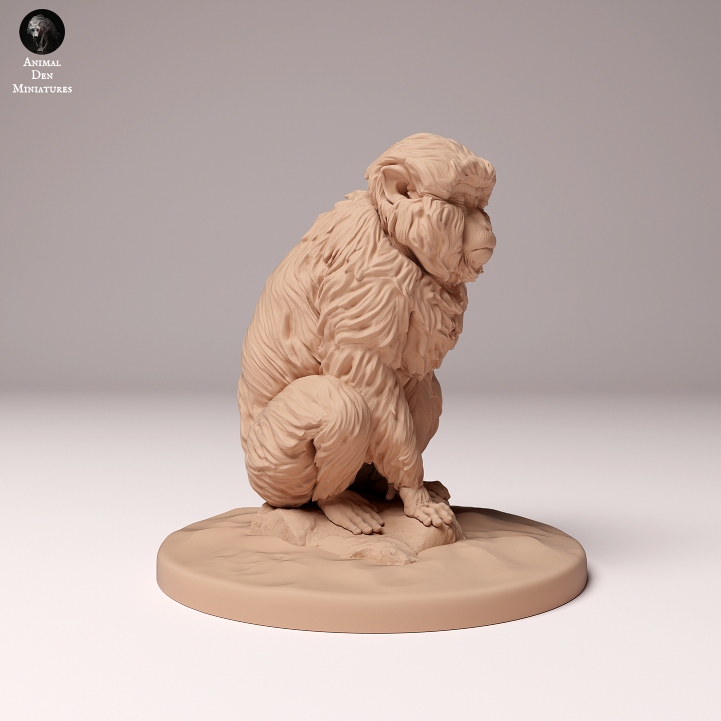 Snow Monkey (Japanese Macaque) Sitting - Animal Den Miniatures