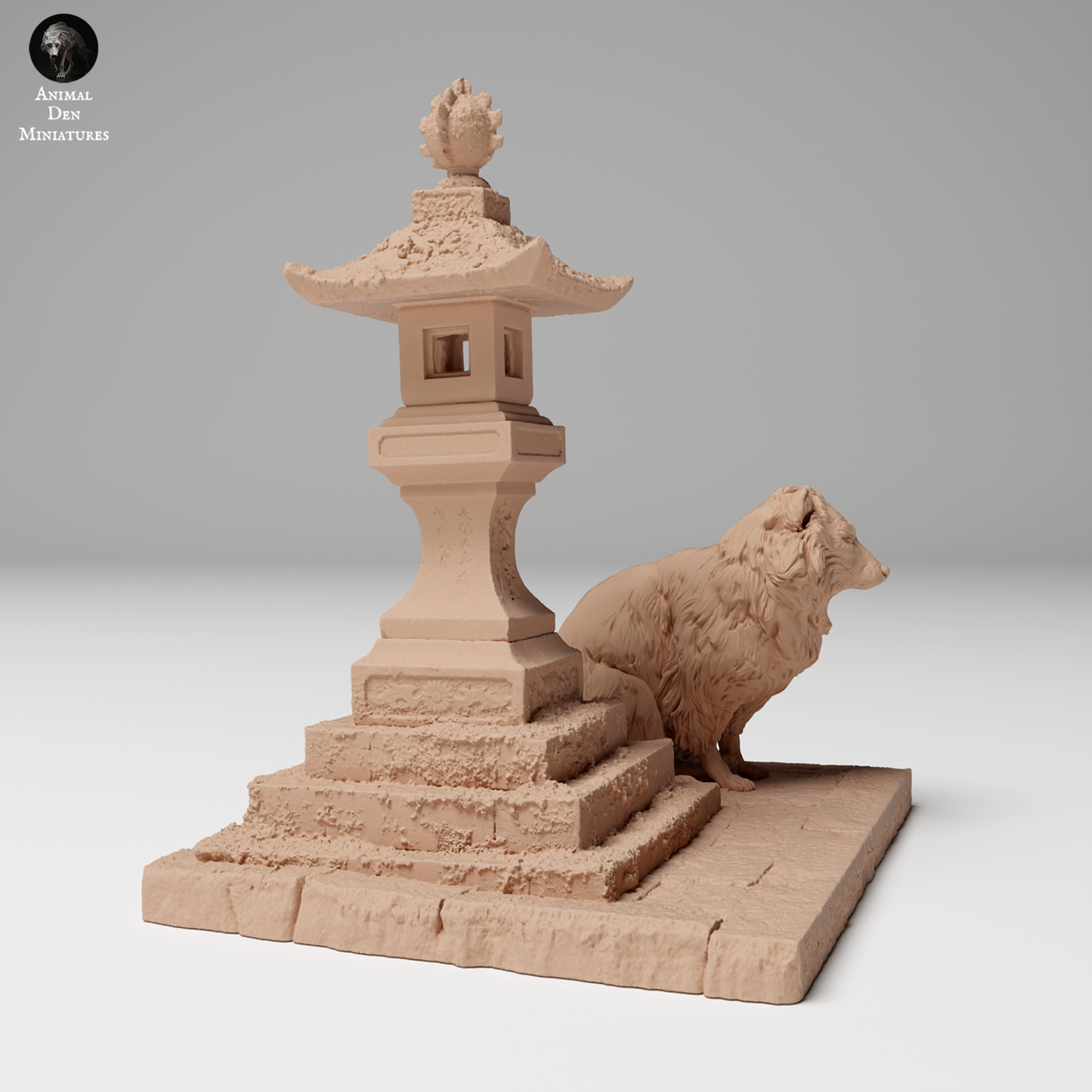 Tanuki mit Laterne - Animal Den Miniatures