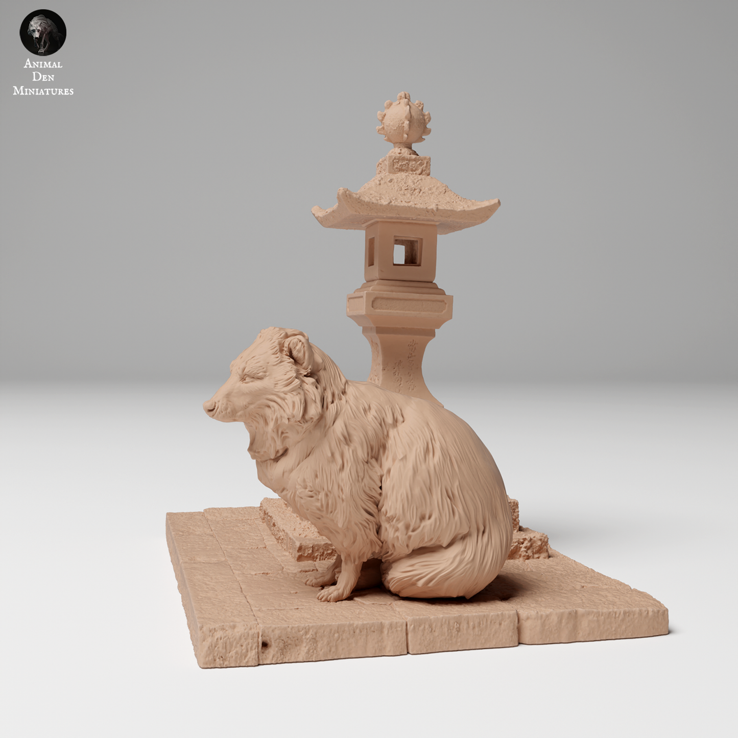 Tanuki mit Laterne - Animal Den Miniatures