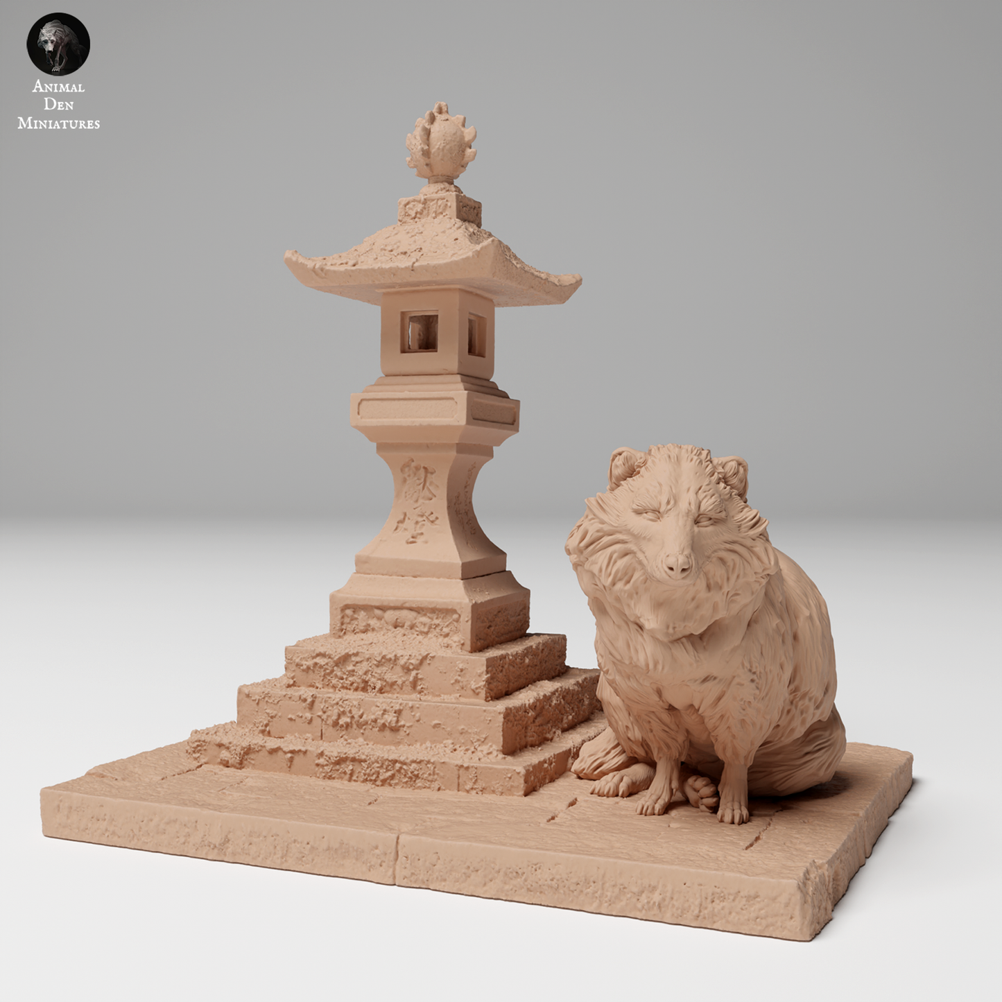 Tanuki mit Laterne - Animal Den Miniatures