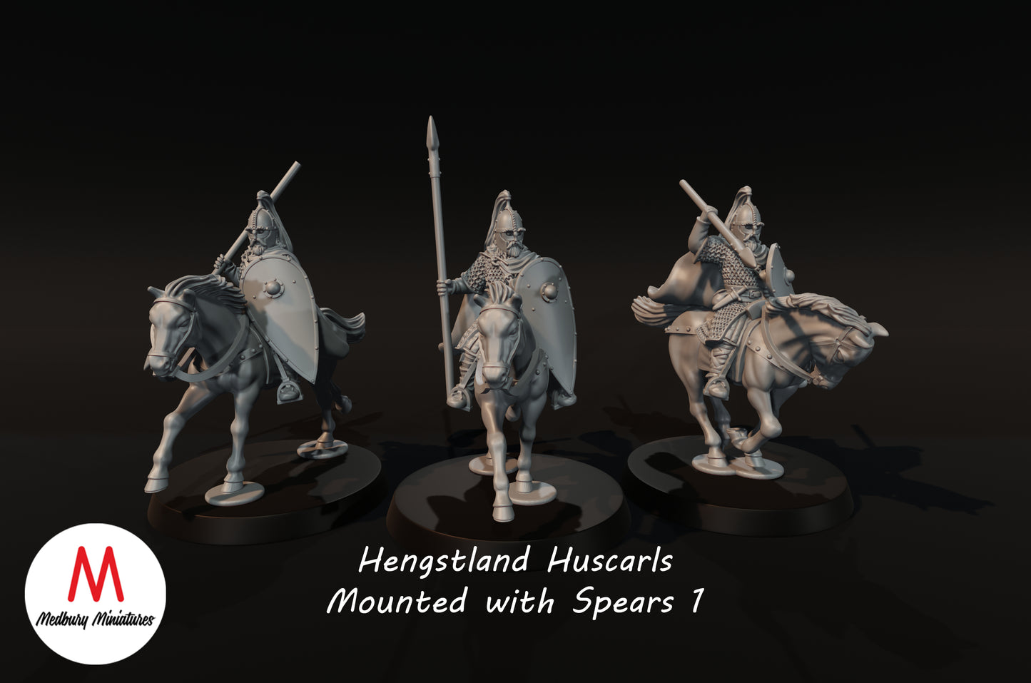 Huscarls Hengstland montés avec des lances - Medbury Miniatures