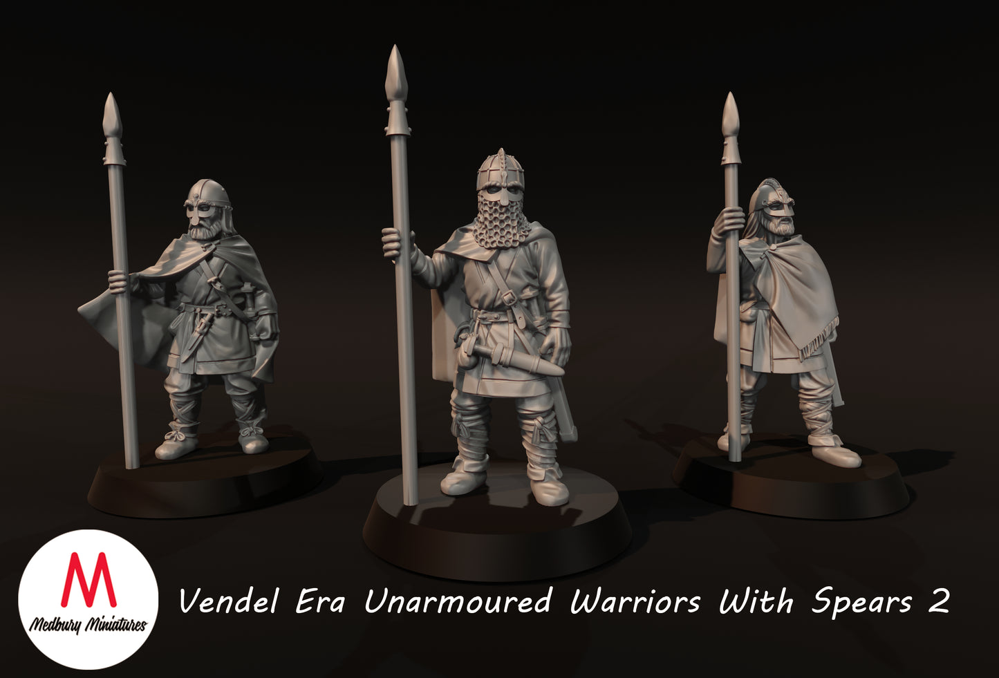 Vendel Era Unarmoured Warriors With Spears 2 - Medbury Miniatures