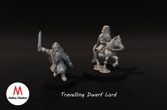 Travelling Dwarf Lord on Foot and Mounted on Pony - Medbury Miniatures