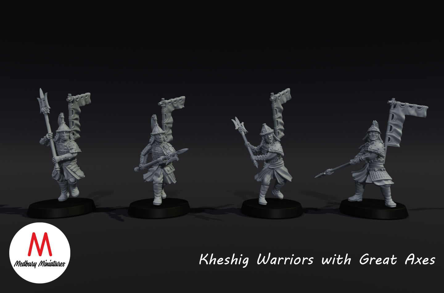 Kheshig-Krieger mit großen Äxten - Medbury Miniatures