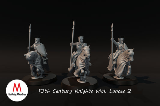 Chevaliers du XIIIe siècle avec lances 2 - Medbury Miniatures