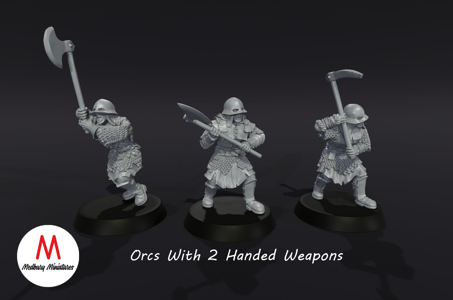 Guerriers orques avec une arme à deux mains - Medbury Miniatures