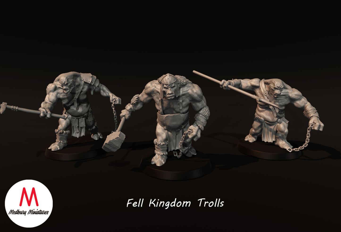 3 Fell Kingdom Trolls - Medbury Miniatures