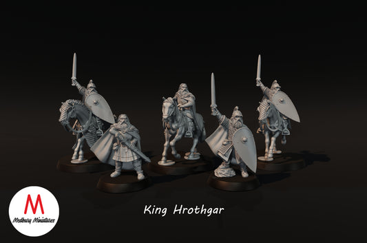 König Hrothgar (gepanzert und ungepanzert, zu Fuß und beritten) – Medbury Miniatures