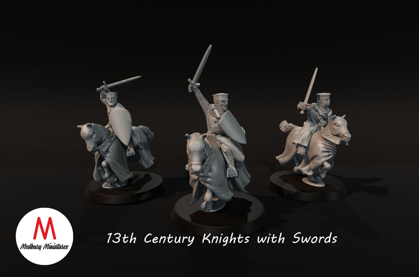 Chevaliers du XIIIe siècle avec épées - Medbury Miniatures