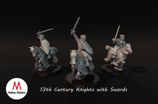 13th Century Knights with Swords - Medbury Miniatures