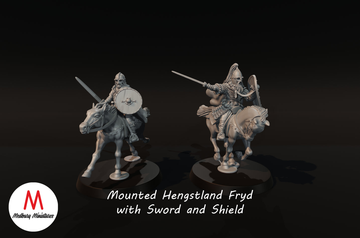 Hengstlandreiter mit Schwertern 1 - Medbury Miniatures