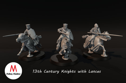 Chevaliers du XIIIe siècle avec lances - Medbury Miniatures