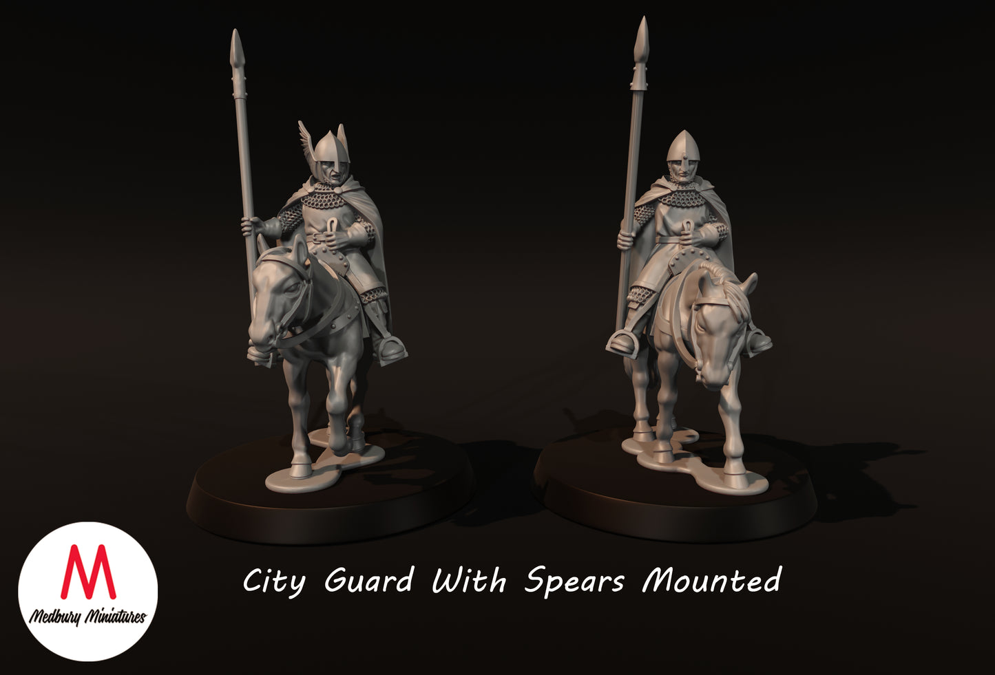 City Guard With Spears Mounted - Medbury Miniatures