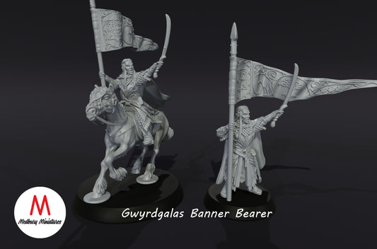 Gwyrdgalas Banner Bearer on Foot and Mounted - Medbury Miniatures