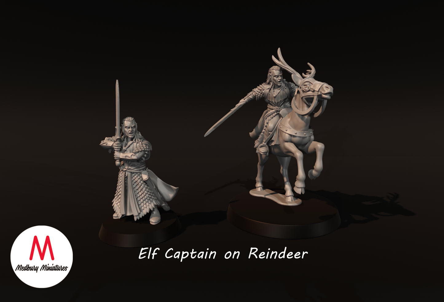 Capitaine elfe avec renne - Medbury Miniatures