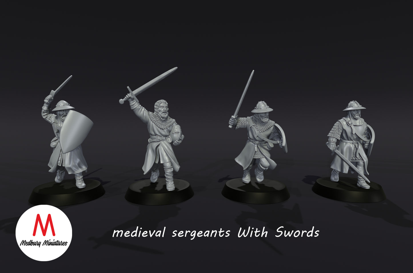 Sergents médiévaux avec épées - Medbury Miniatures