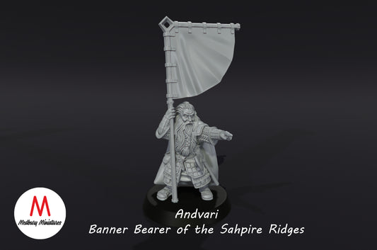 Andvari, Banner Bearer of the Sapphire Ridges - Medbury Miniatures