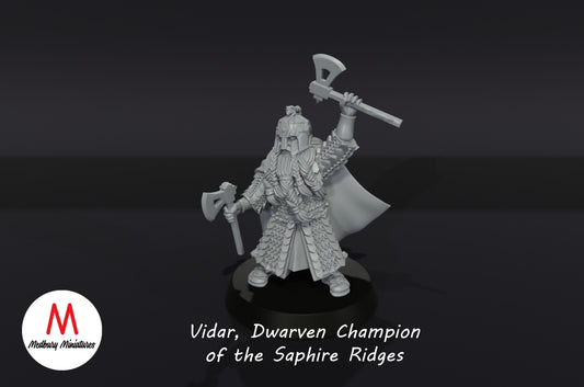 Vidar, Dwarf champion of the Sapphire Ridges - Medbury Miniatures