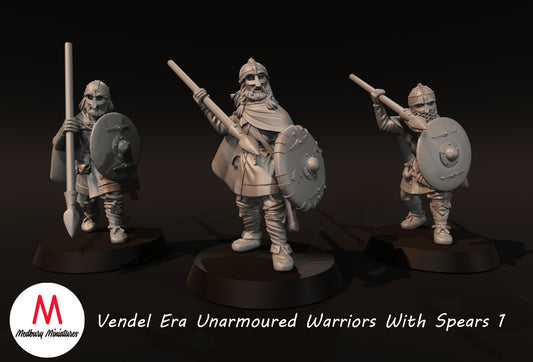 Ungepanzerte Krieger mit Speeren aus der Vendel-Ära 1 - Medbury Miniatures