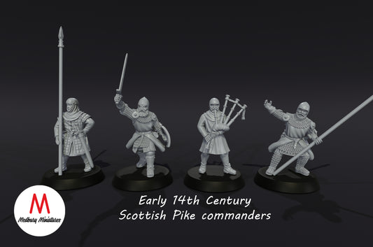 14th Century Scottish Pike Command Team - Medbury Miniatures