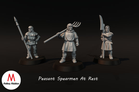 Peasant Spearmen At Rest - Medbury Miniatures