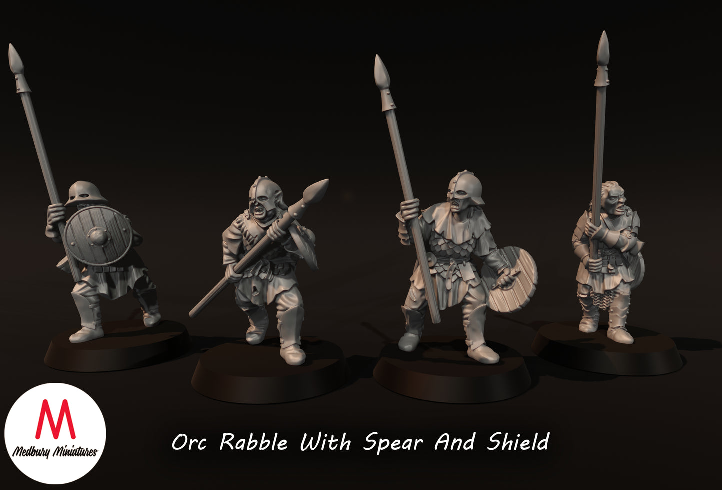 Ork-Pöbel mit Speer und Schild - Medbury Miniatures