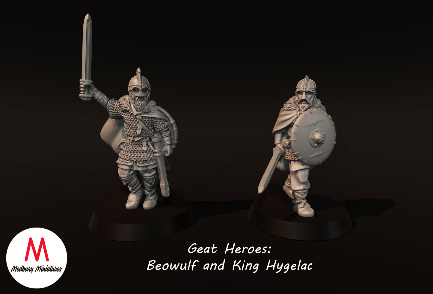 Die großen Helden Beowulf und König Hygelac - Medbury Miniatures