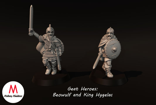 Die großen Helden Beowulf und König Hygelac - Medbury Miniatures