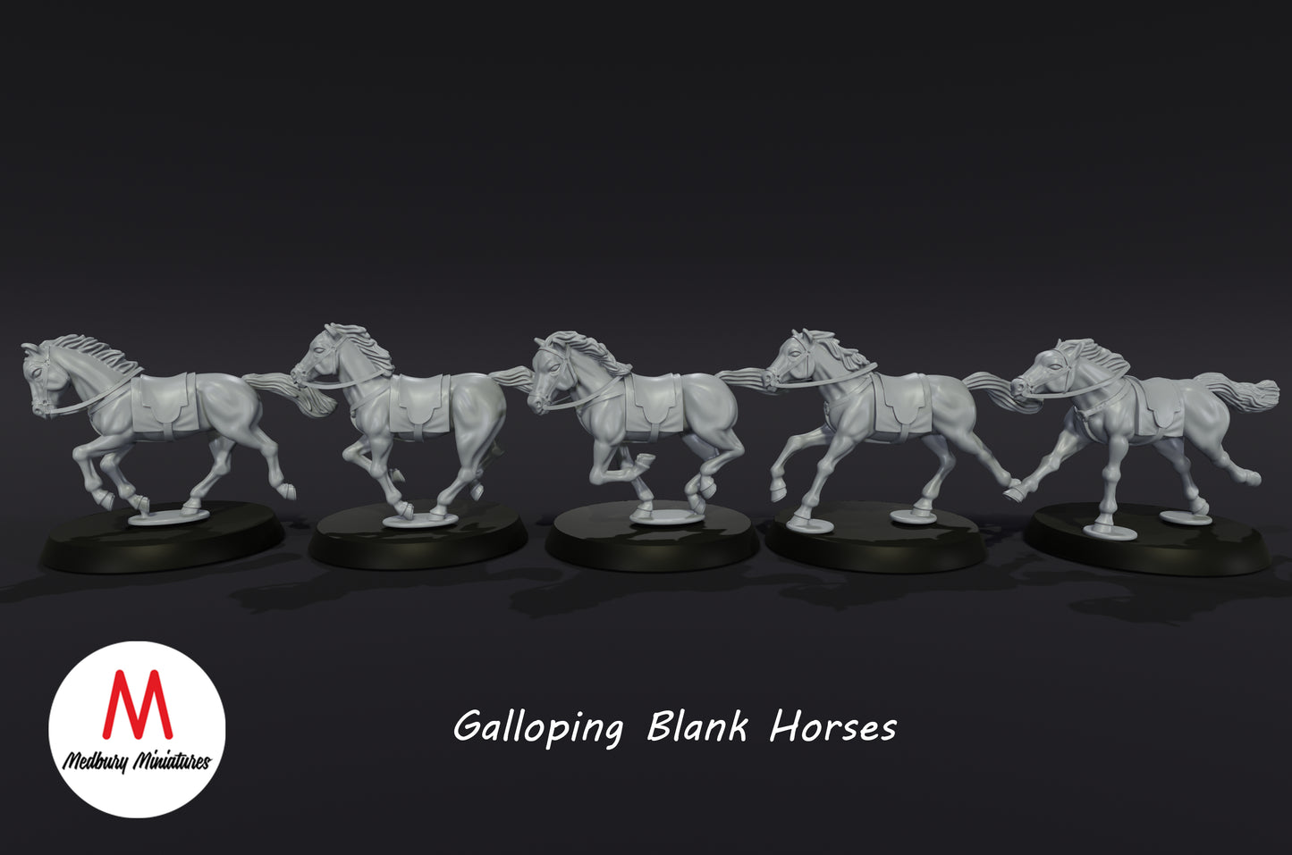 Galoppierende Blankopferde - Medbury Miniatures