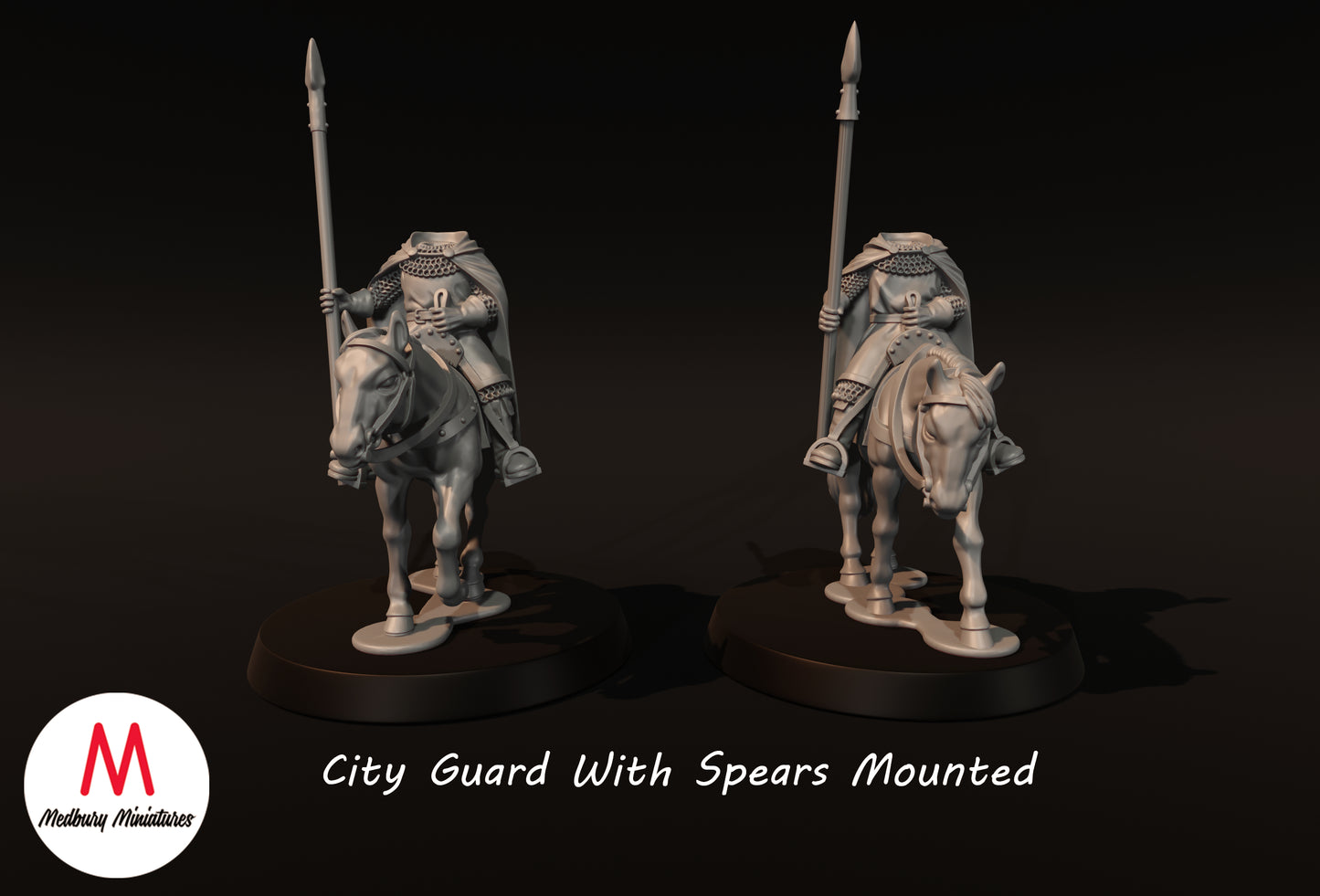 City Guard With Spears Mounted - Medbury Miniatures