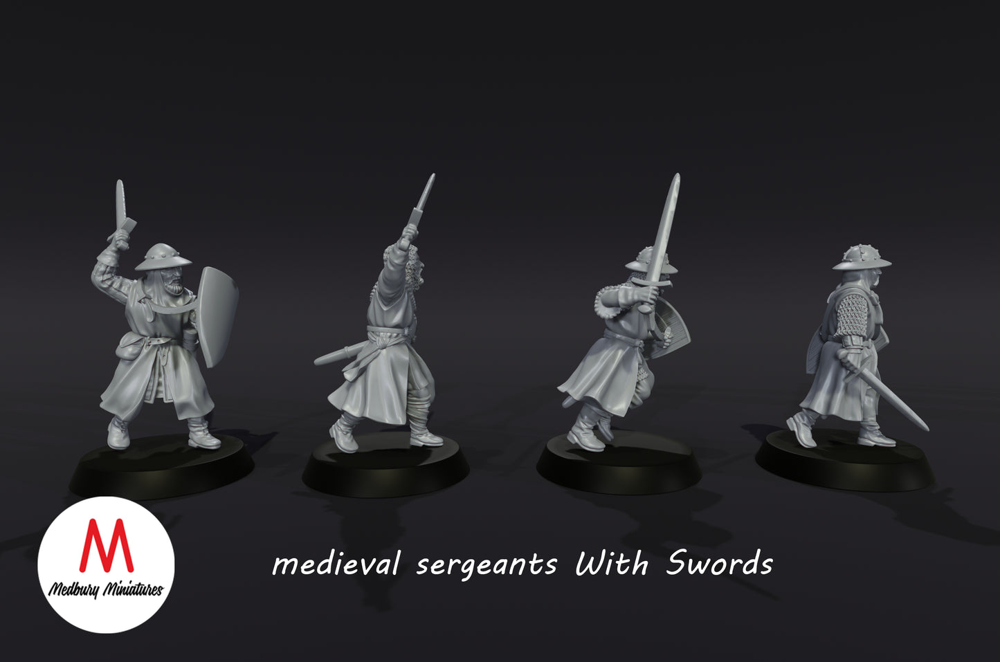 Sergents médiévaux avec épées - Medbury Miniatures