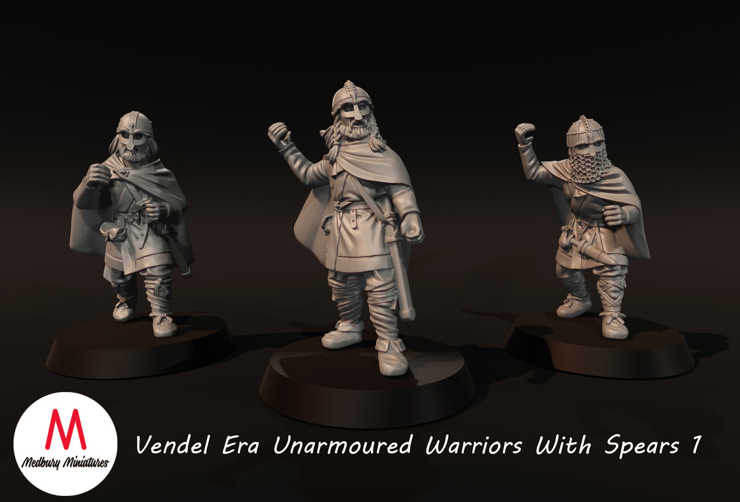 Vendel Era Unarmoured Warriors With Spears 1 - Medbury Miniatures