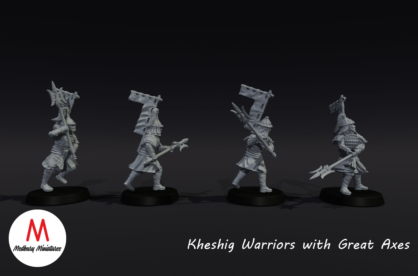 Kheshig-Krieger mit großen Äxten - Medbury Miniatures