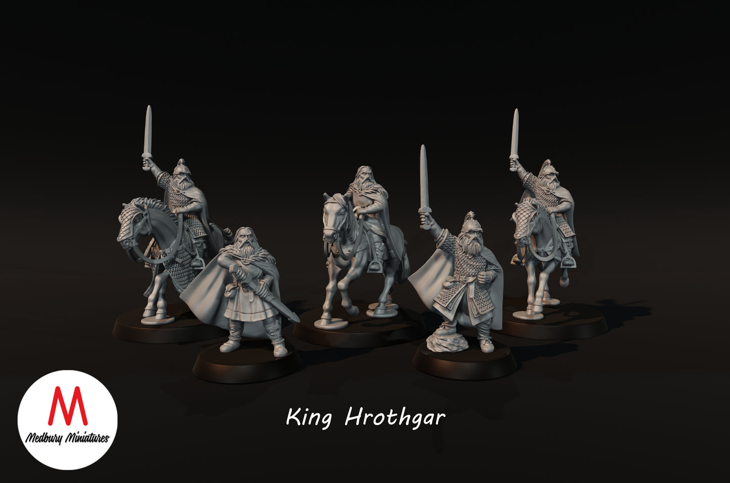 King Hrothgar (Armoured and Unarmoured, on Foot and Mounted) - Medbury Miniatures