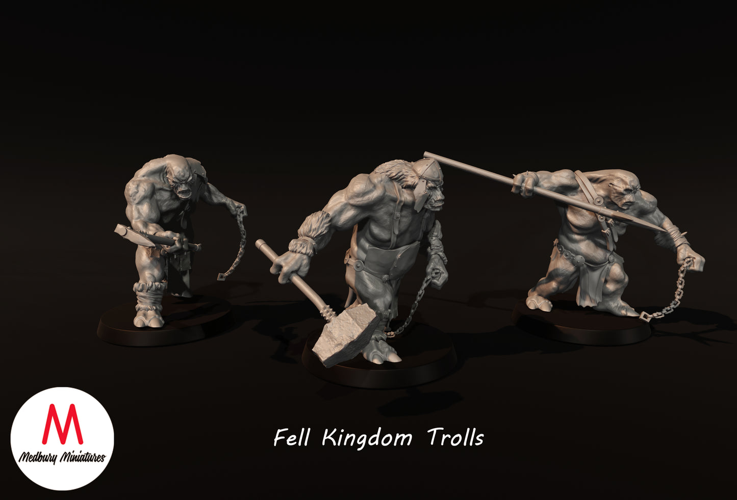 3 Fell Kingdom Trolls - Medbury Miniatures