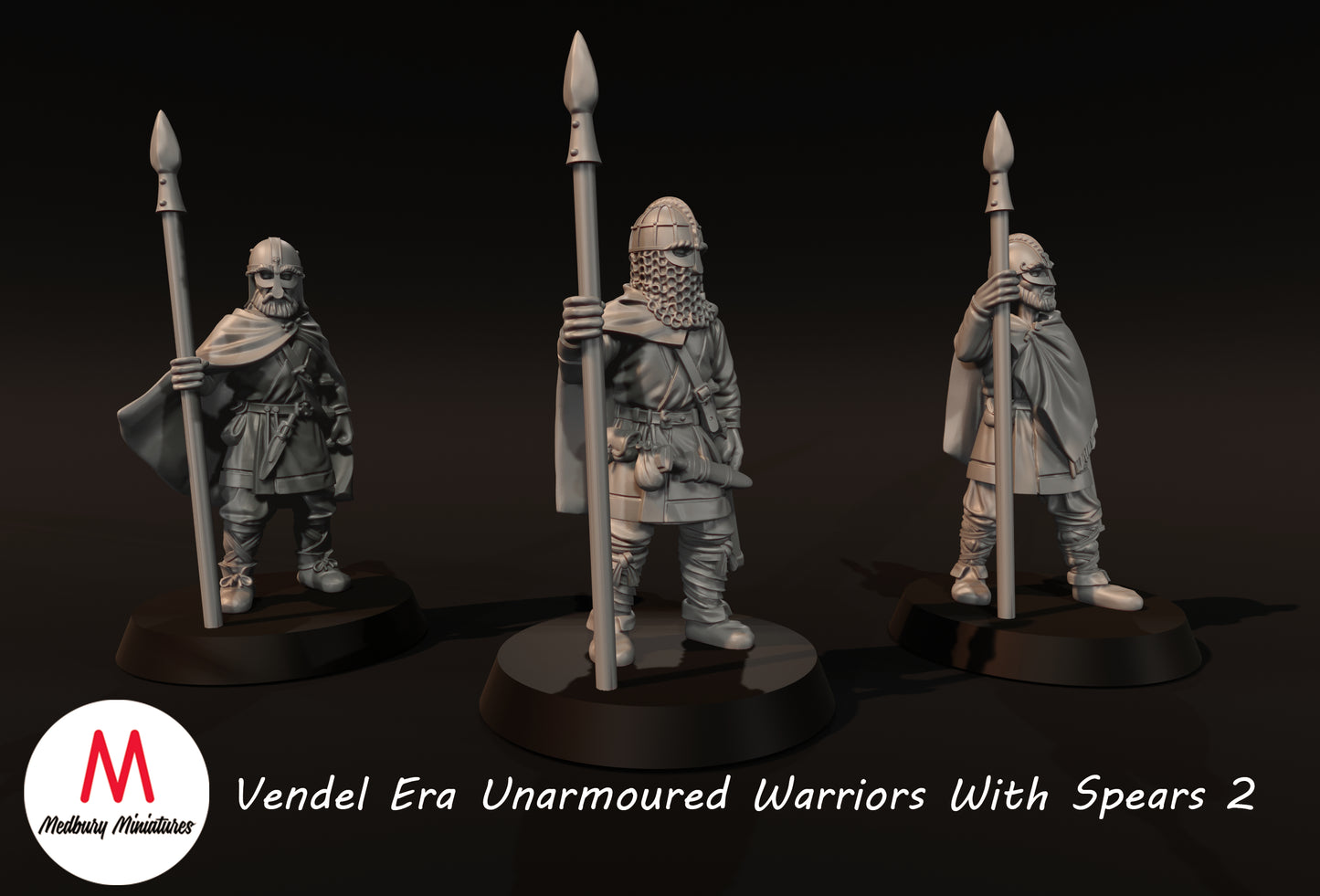 Vendel Era Unarmoured Warriors With Spears 2 - Medbury Miniatures