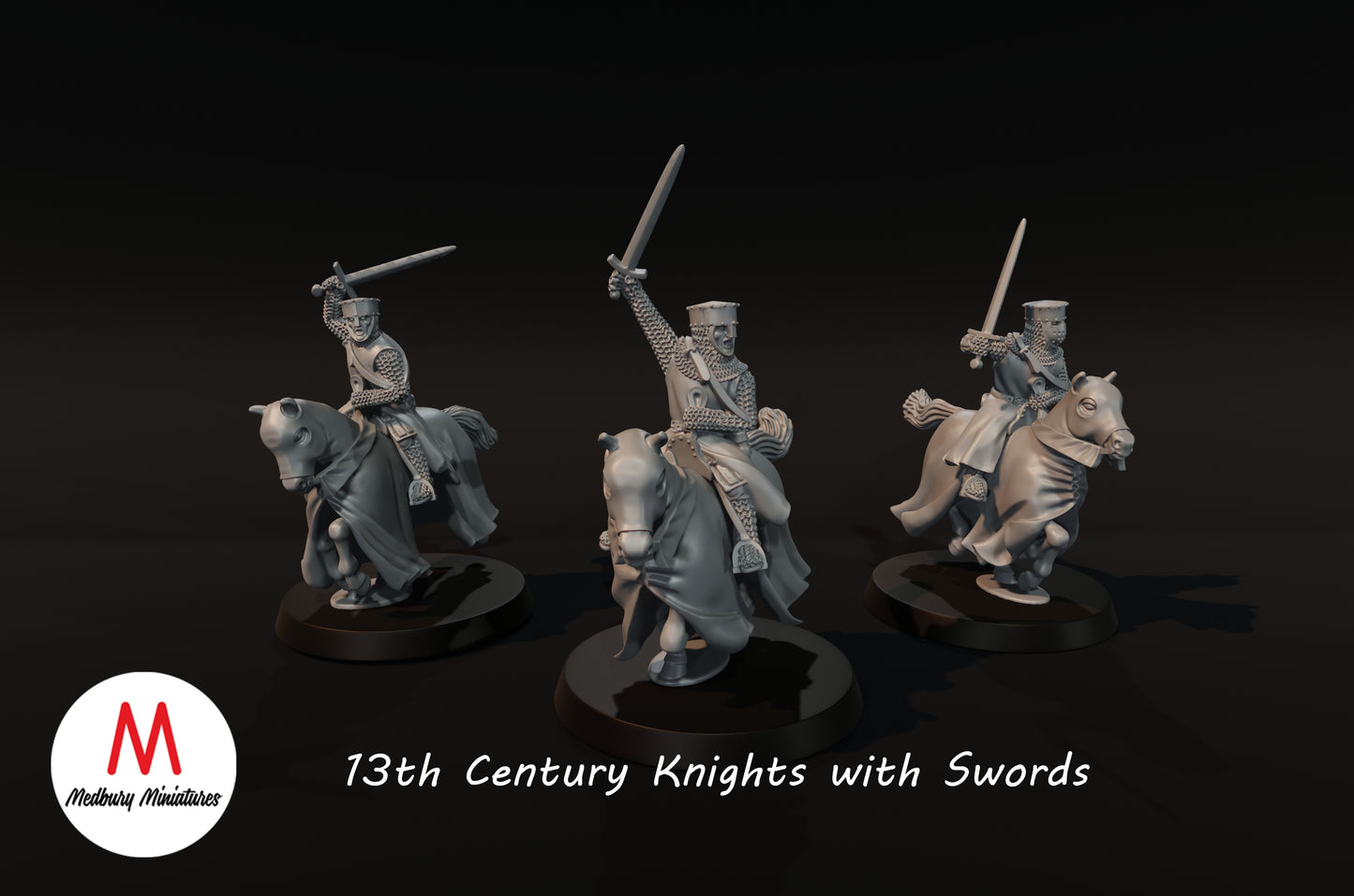 Chevaliers du XIIIe siècle avec épées - Medbury Miniatures