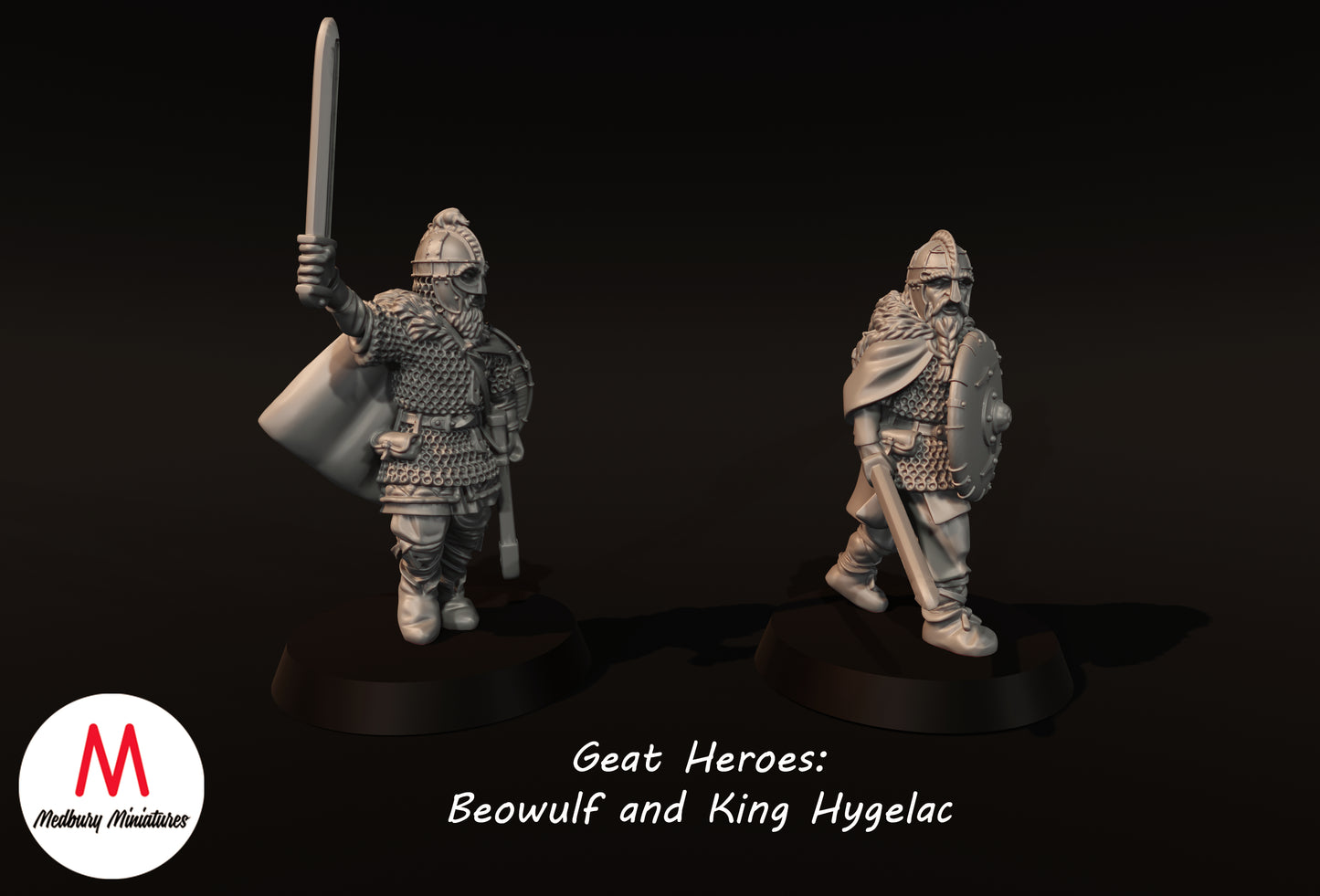 Die großen Helden Beowulf und König Hygelac - Medbury Miniatures