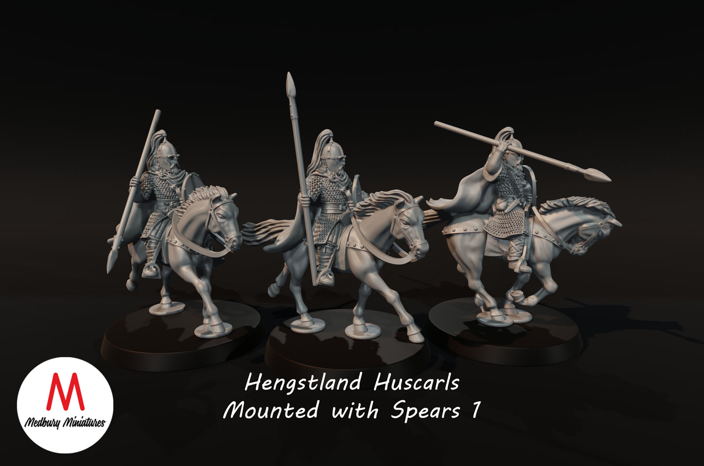 Huscarls Hengstland montés avec des lances - Medbury Miniatures