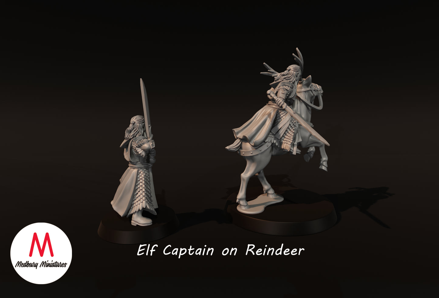 Capitaine elfe avec renne - Medbury Miniatures