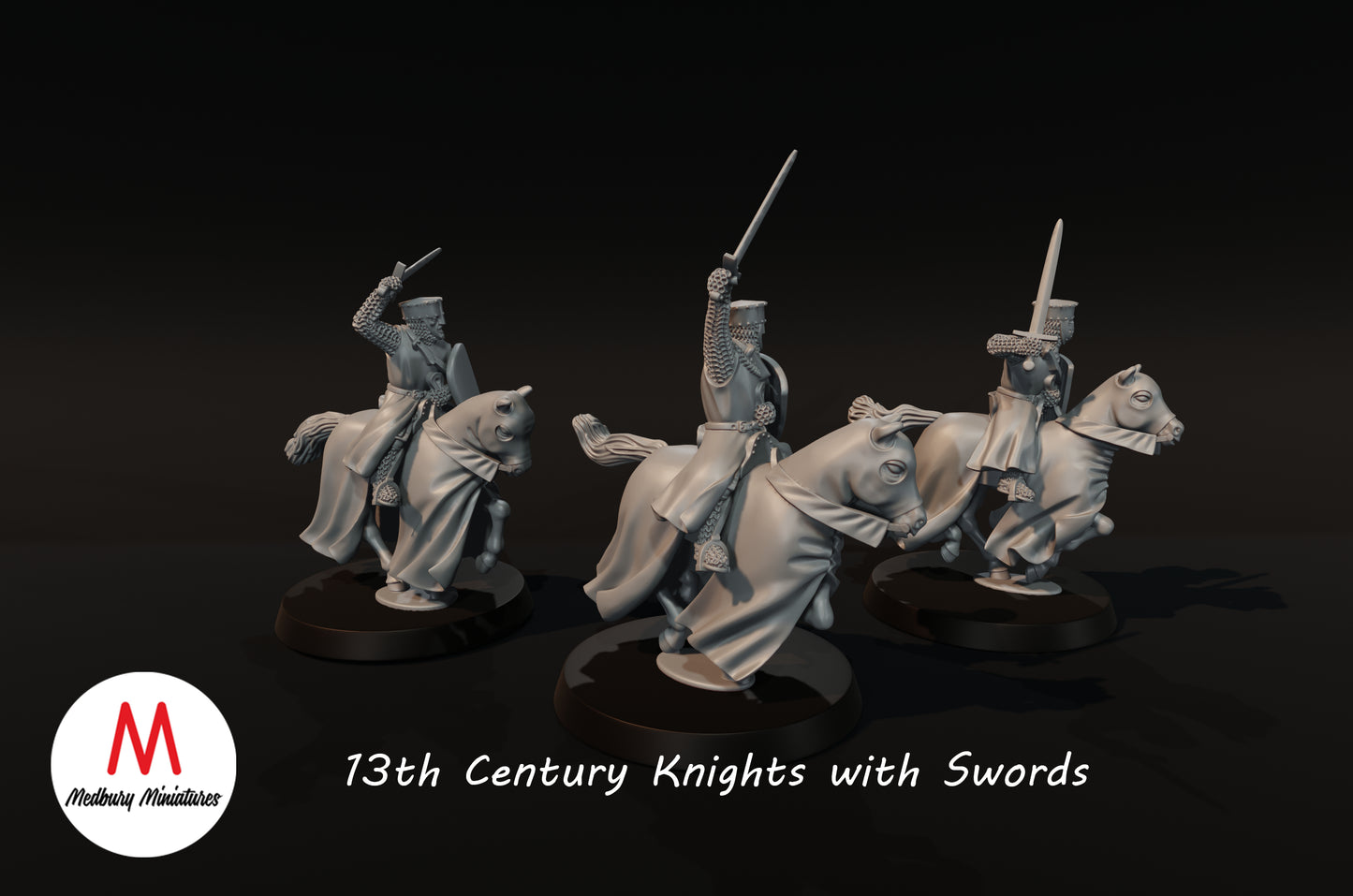 Chevaliers du XIIIe siècle avec épées - Medbury Miniatures