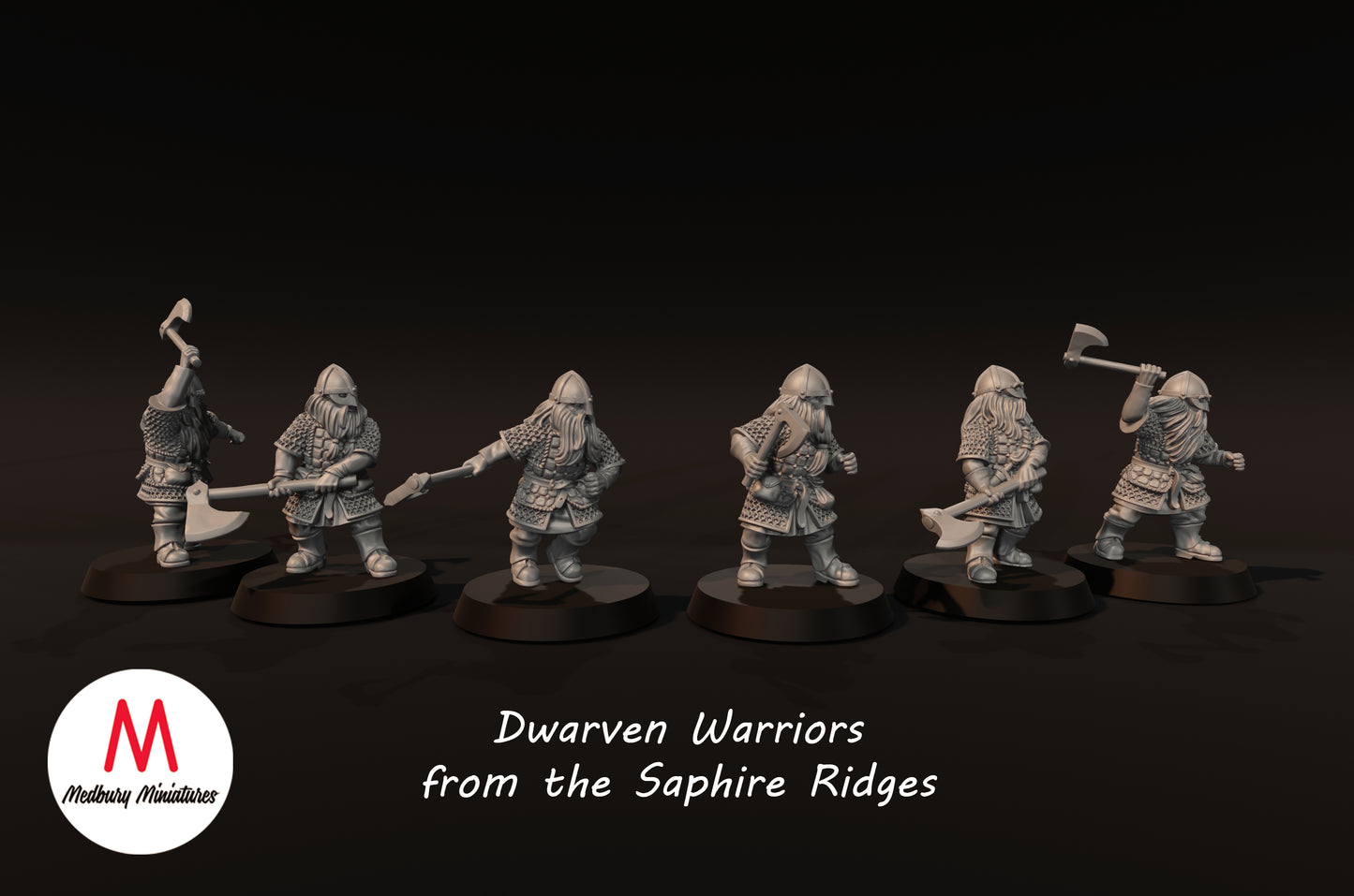 Dwarves of the Sapphire Ridges Dwarf Warriors with Axes - Medbury Miniatures