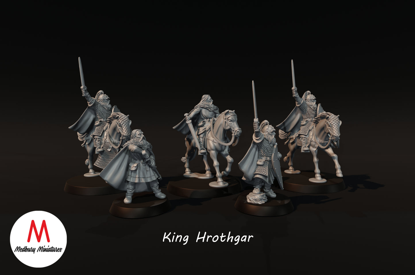 King Hrothgar (Armoured and Unarmoured, on Foot and Mounted) - Medbury Miniatures