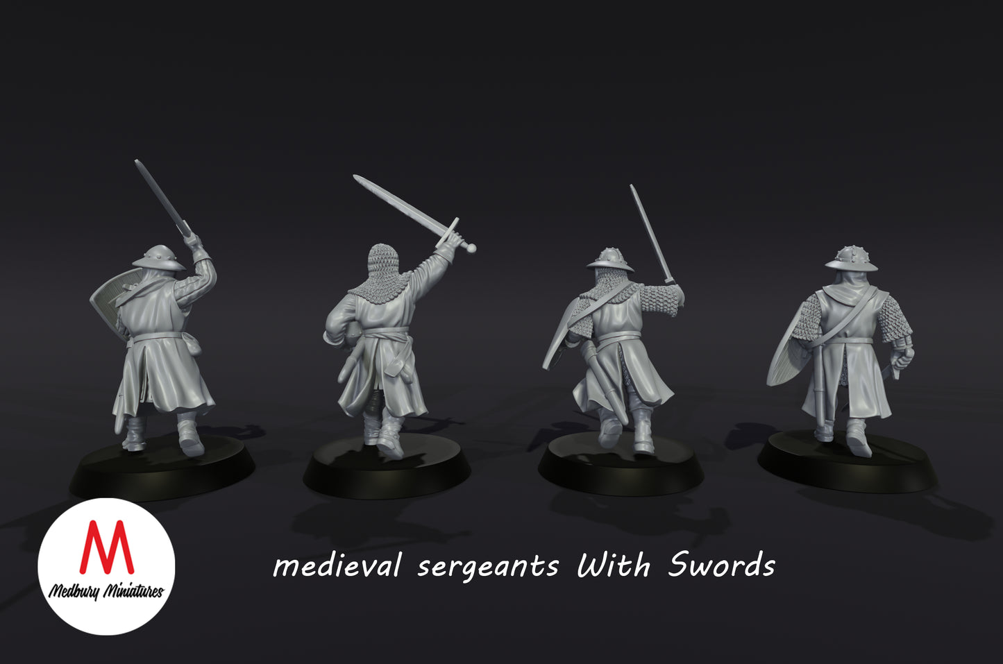 Sergents médiévaux avec épées - Medbury Miniatures