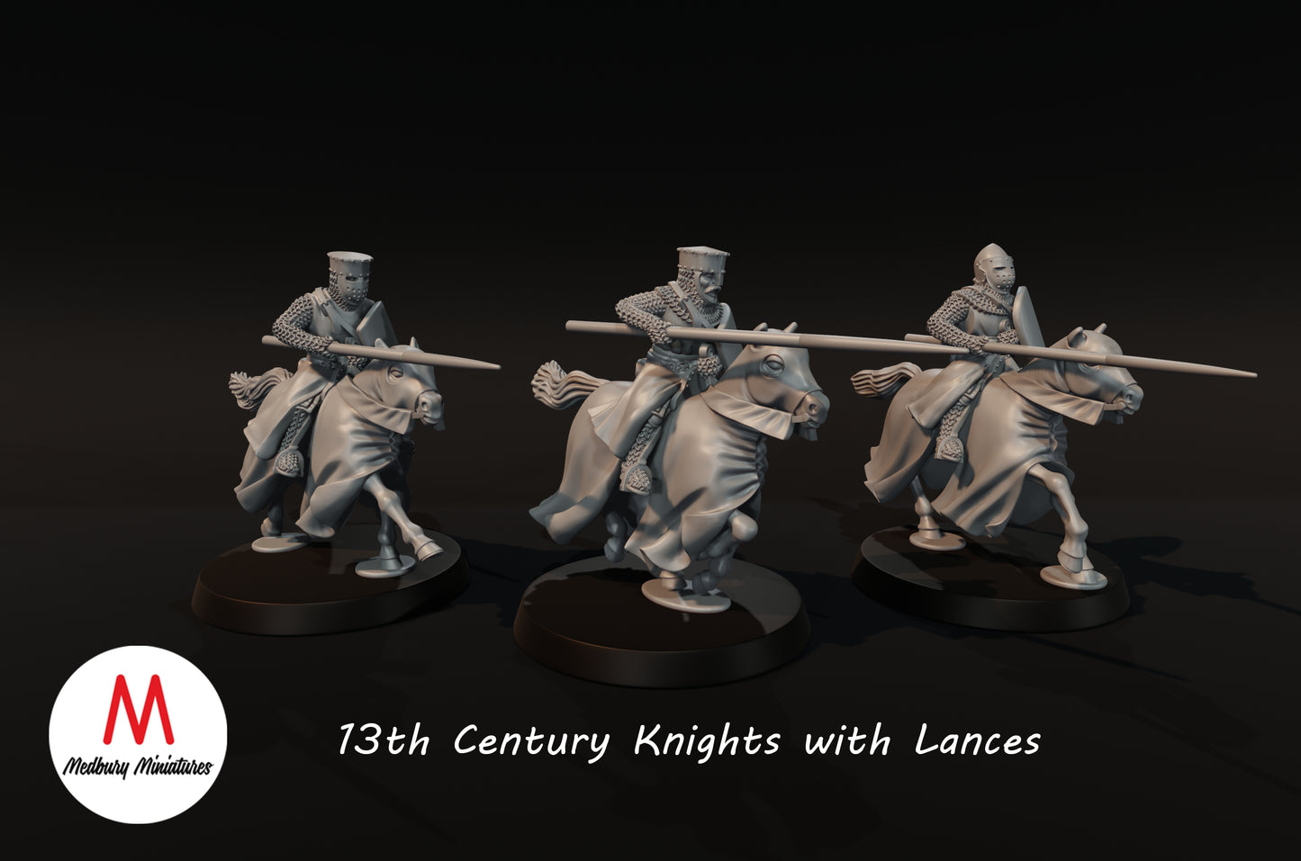 Chevaliers du XIIIe siècle avec lances - Medbury Miniatures