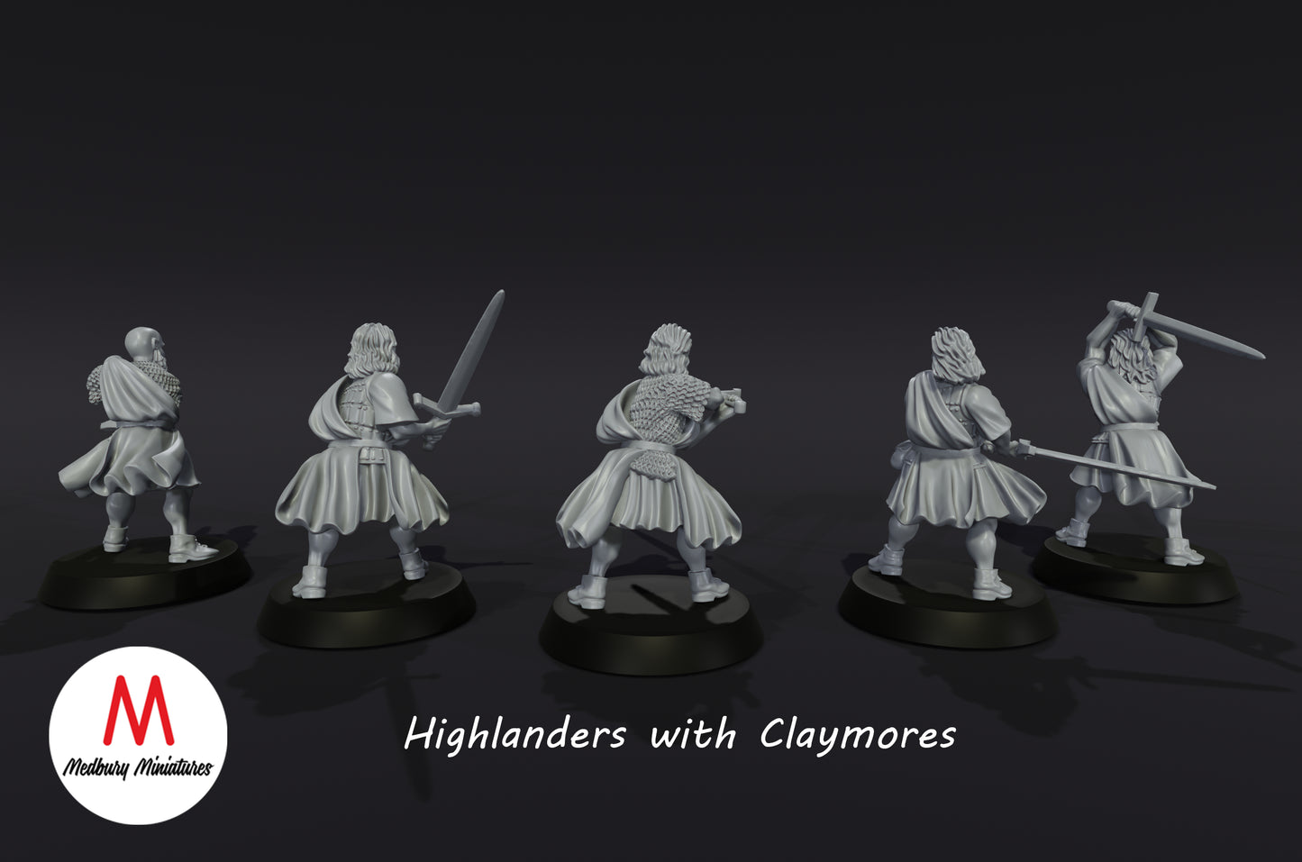 5x Highlanders avec Claymores - Medbury Miniatures