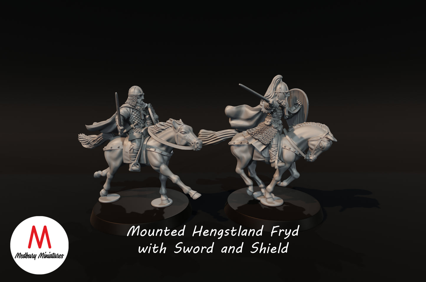 Cavaliers Hengstland avec épées 1 - Medbury Miniatures