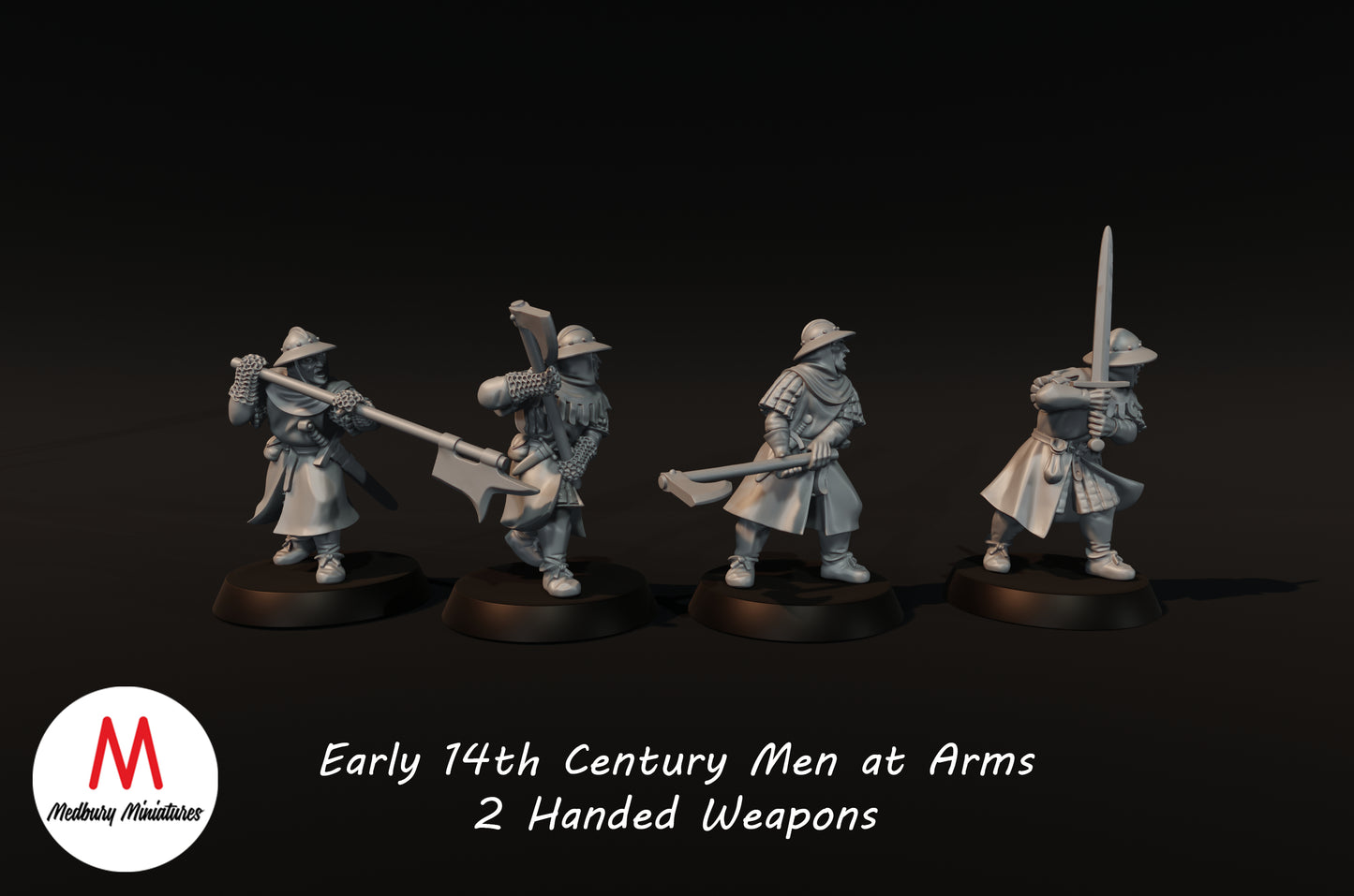 Early 14th Century Men at Arms With 2 Handed Weapons - Medbury Miniatures