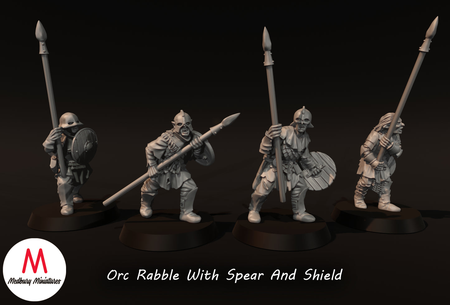 Orc Rabble avec lance et bouclier - Medbury Miniatures