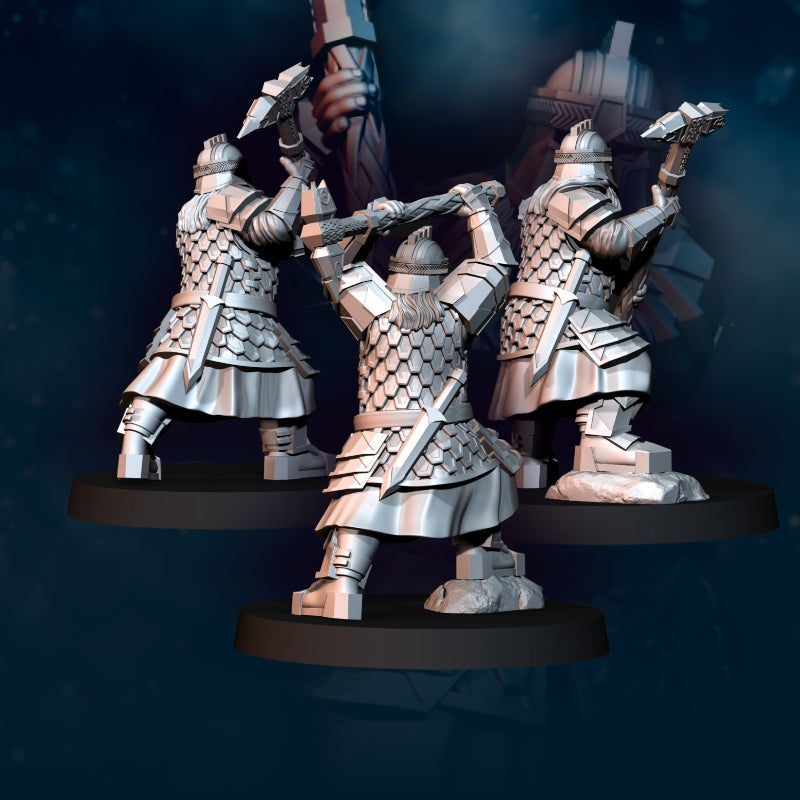 3x Silver Goat Dwarves with Hammer - Davale Games